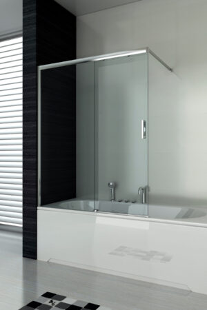 PARETE VASCA SCORREVOLE 120x140h in CRISTALLO