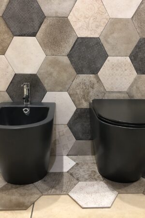 SANITARI FILO TERRA CON COPRI VASO INCLUSO SOLFT CLOSE LEA TONDO BLACK
