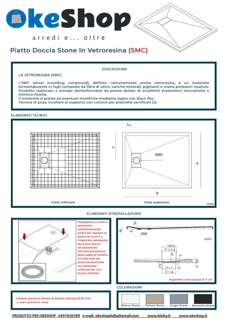 PIATTO DOCCIA AMBRA EFFETTO PIETRA - immagine 8