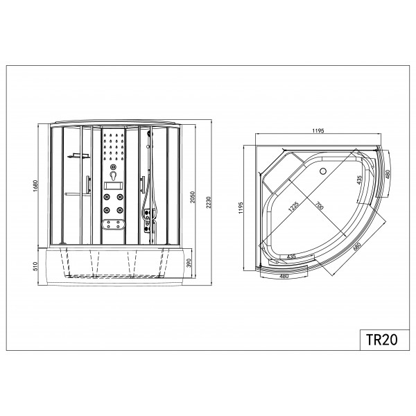 CABINA DOCCIA IDROMASSAGGIO E VAPORE CON VASCA SALSA TR20 MIS.120X120X228 - immagine 5