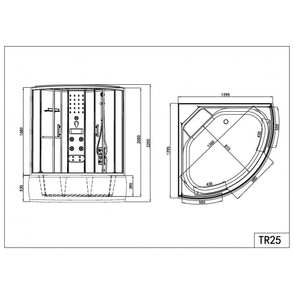 CABINA DOCCIA IDROMASSAGGIO E VAPORE CON VASCA CUBA TR25 MIS.130X130X228 - immagine 5