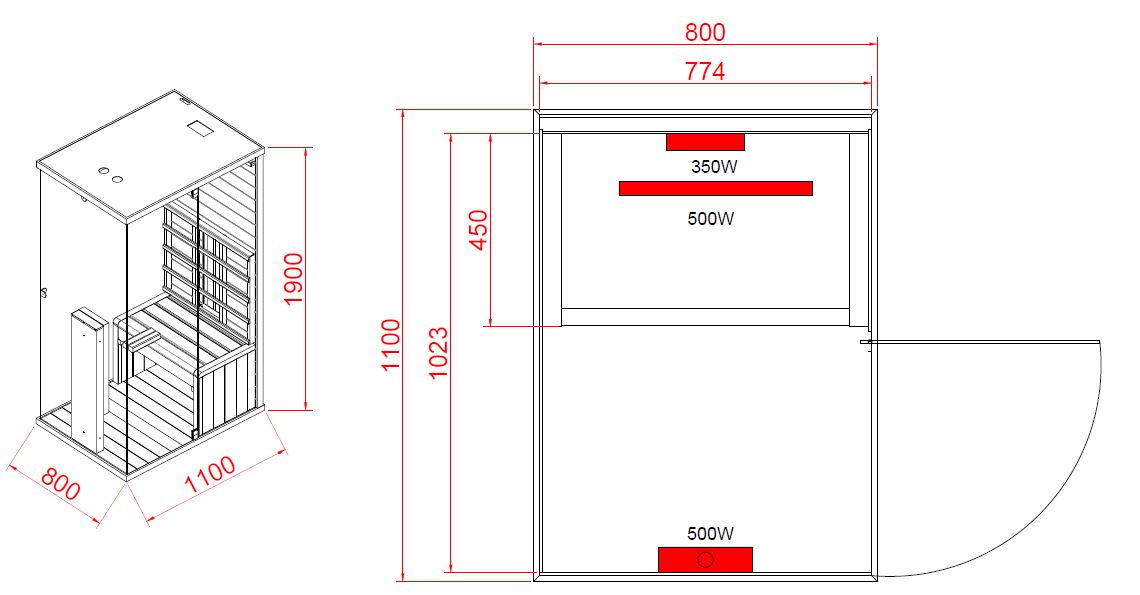 SAUNA INFRAROSSI BILLUND1 PER 1 PERSONA - immagine 12
