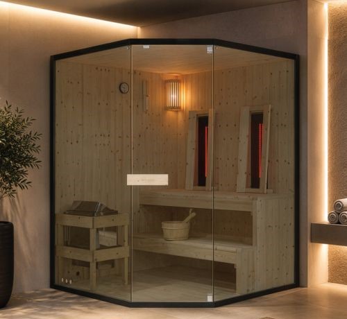 SAUNA GLACIER XL ANGOLARE FINLANDESE E INFRAROSSI