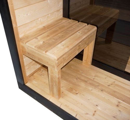 Sauna Finlandese da Esterno NORA L 4-5 Persone - Abete Termico - Telaio Alluminio Nero - Stufa 8kW - immagine 9